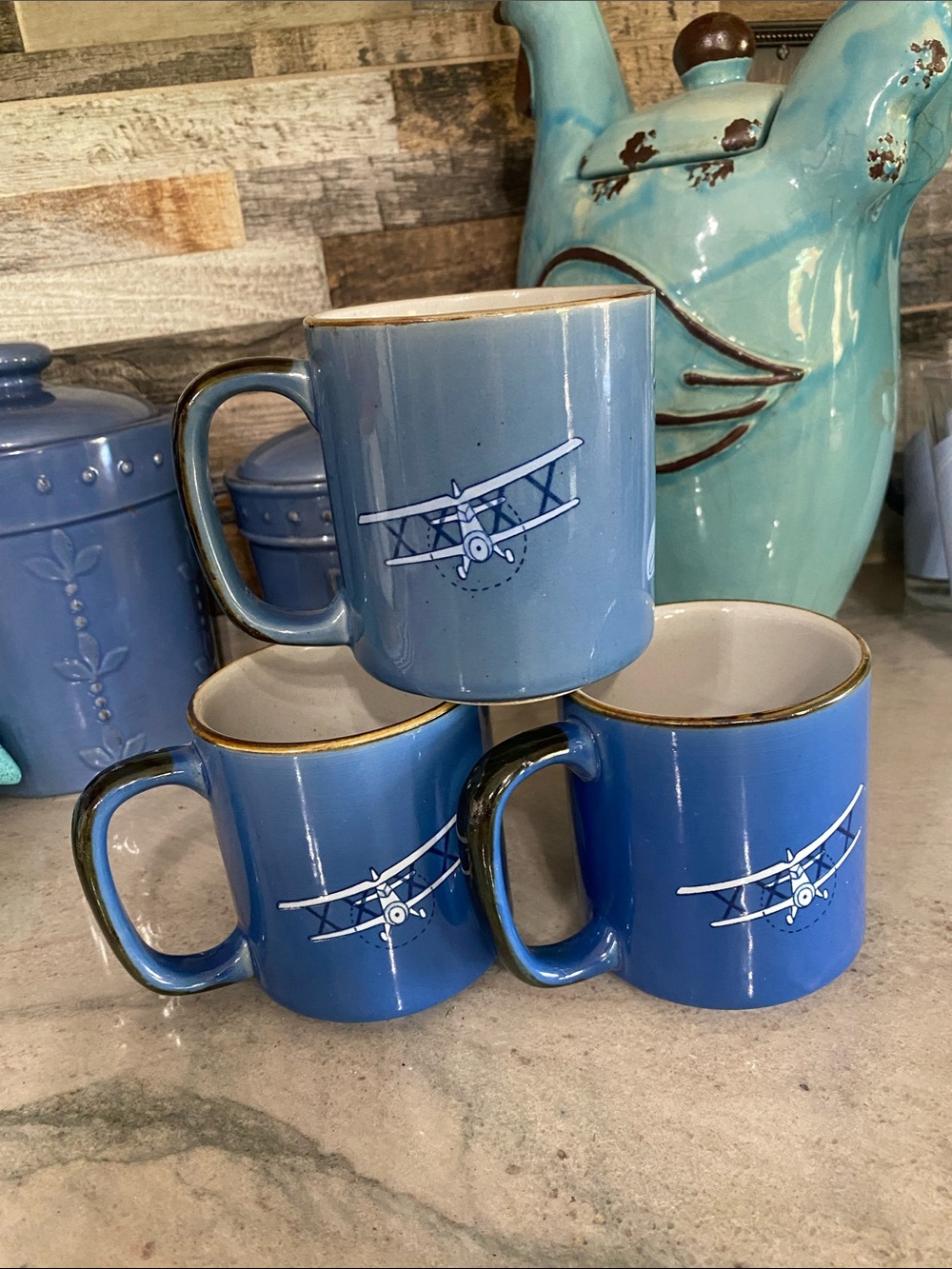 3 Vintage 1970’s Otagiri Biplane Mug – Made in Japan – Airplane Coffee mugs - Picture 2 of 5
